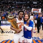 New York Knicks celebrating 2026 NBA championship win